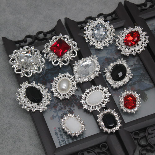 diy手工镀银巴洛克项链饰品钻扣