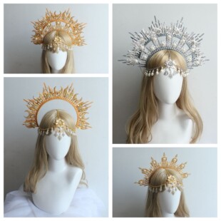 lolita月亮女神皇冠diy材料包洛丽塔哥特圣母王冠 走秀手工配件