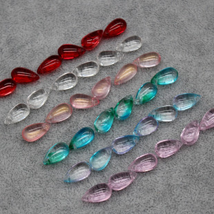 10个8x14mm玻璃水滴diy手工汉服发簪发插发冠吊坠仿捷克琉璃材料