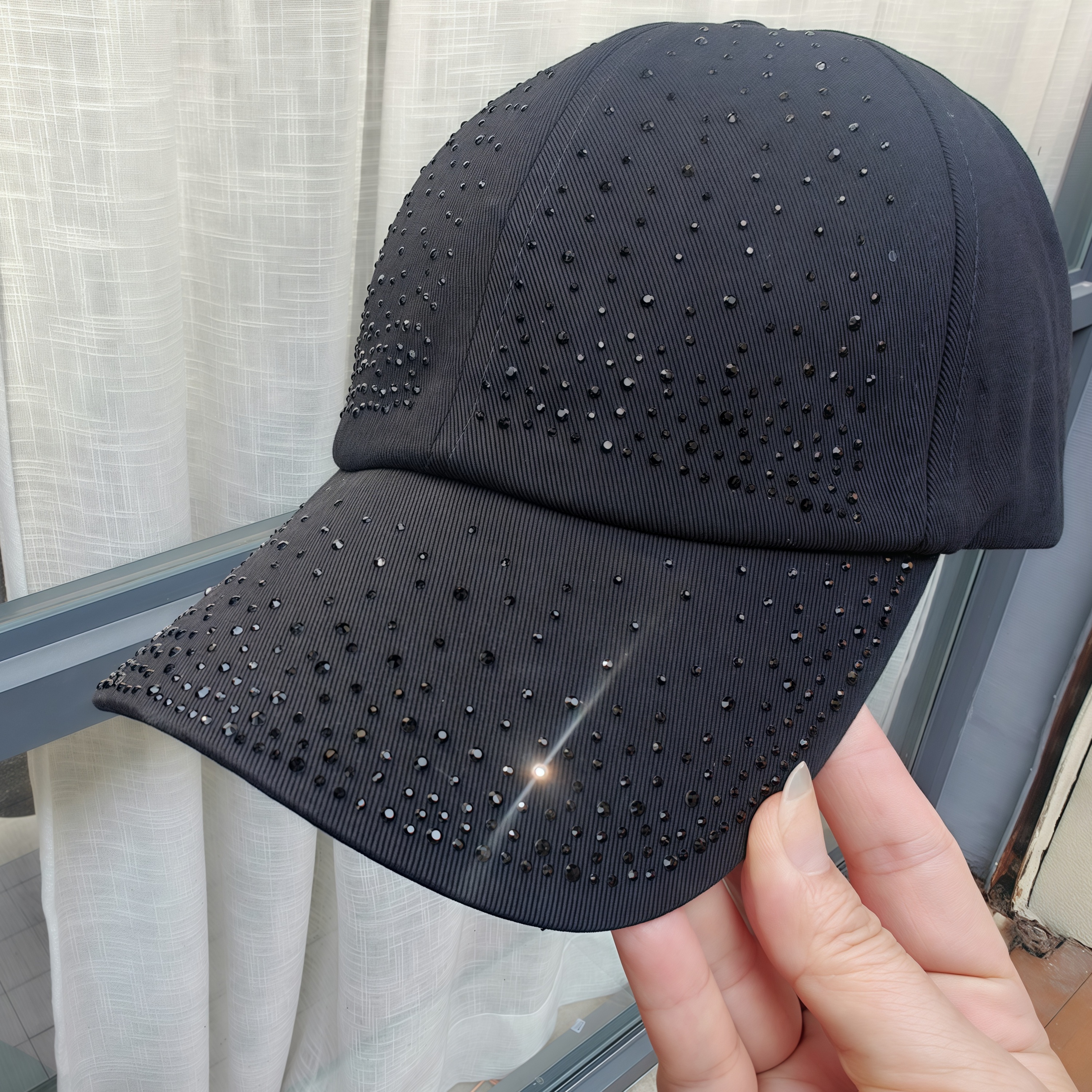 帽子女2025新款满钻棒球帽春秋时尚百搭黑色遮阳帽显脸小鸭舌帽潮