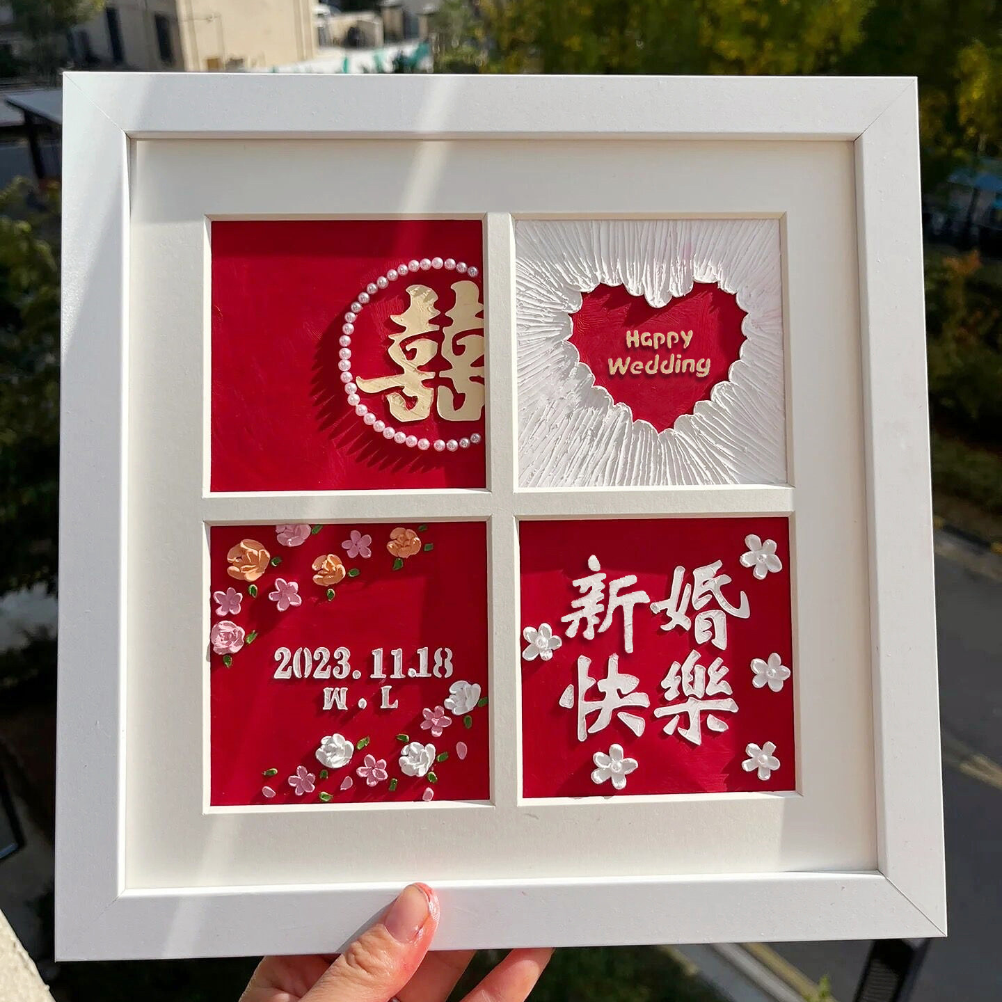 结婚礼物订婚新婚礼品送新人新娘闺蜜实用手工diy自制油画棒摆件