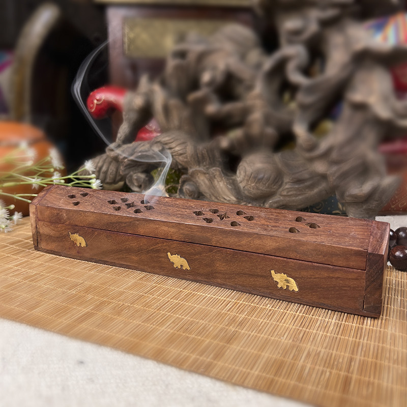 jadinm印度香薰炉菩提木线香盒线香炉家用室内檀香熏香炉沉香卧香