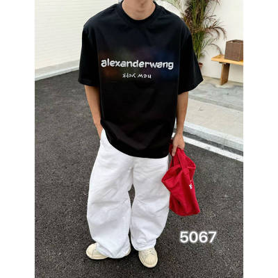 高街黑色字母印花宽松短袖T恤男