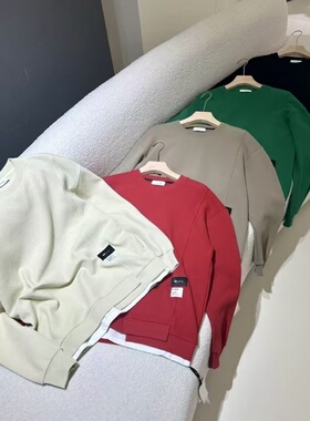 2025新款长袖套头卫衣假两件简约刺绣舒适百搭男士体恤欧品上衣潮