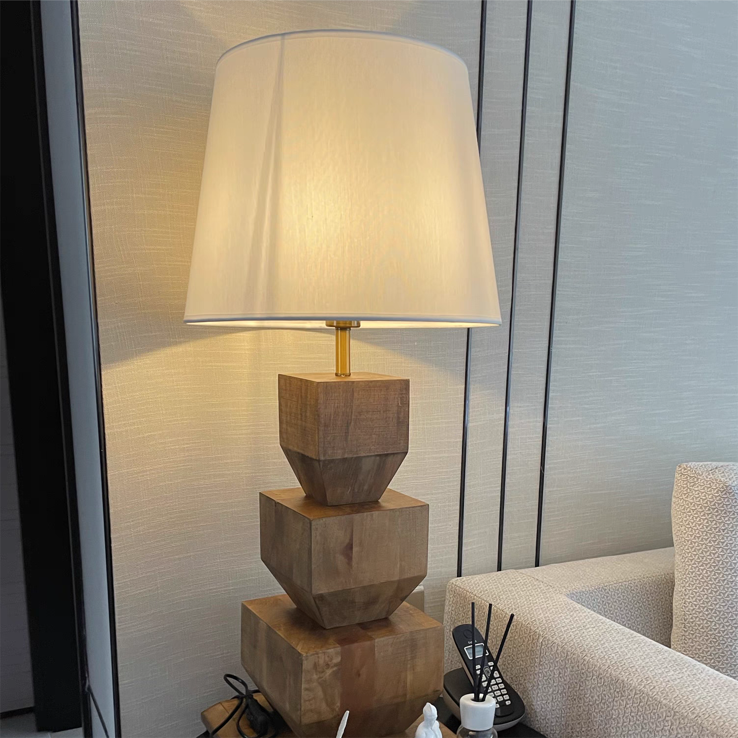 法式木艺台灯美式乡村实木堆叠创意客厅卧室灯民宿样板房装饰台灯,家装灯饰光源,装饰台灯,淘宝优惠券,粉丝福利购,淘宝优惠卷