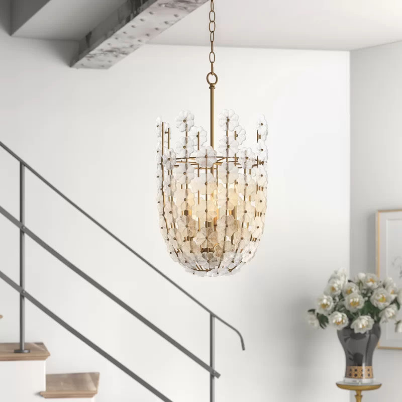 美式乡村玻璃花瓣创意小吊灯 温馨公主房床头灯具餐厅灯玄关灯