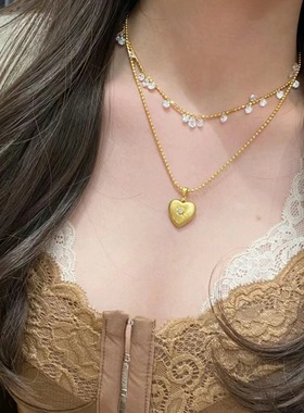 网红爱心桃心吊坠个性款锁骨项链