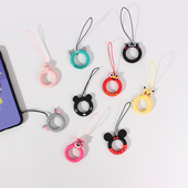 ins风可爱猫形状硅胶指环圈绳手机扣挂绳短款 挂件链子钥匙u盘挂饰