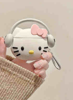 ins可爱粉色Kitty猫甜甜圈适用苹果AirPods4代耳机壳airpods1/2/3代保护套Pro二代小众卡通硅胶防摔软盒女款