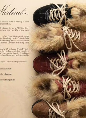MATNUT FURRY MULE SLIPPERS 休闲复古 厚底德训 穆勒半拖毛鞋
