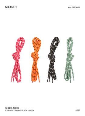 MATNUT 黑色绿色橙色玫红色 男女款户外DIY圆形板鞋鞋带 一套四幅