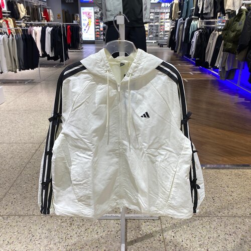 Adidas阿迪达斯女外套蝴蝶结运动休闲轻薄透气连帽夹克KR7602