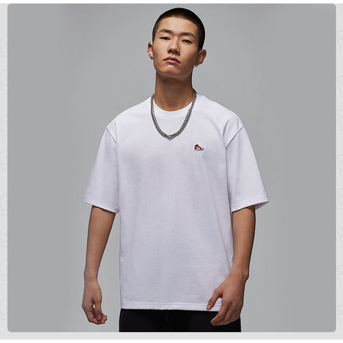 NIKE耐克夏季新款男子短袖针织衫运动鞋贴片休闲T恤 HJ2327-100