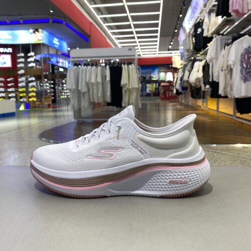 Skechers斯凯奇夏季女一脚蹬新款网面鞋轻便透气跑步鞋129006-WPK
