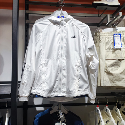 Adidas/阿迪达斯女子秋新款简约百搭运动休闲连帽夹克外套 IS8042