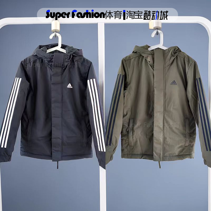 阿迪达斯男连帽棉衣棉服外套保暖