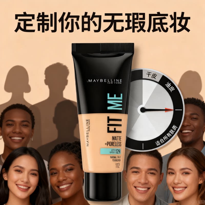 欧版 美宝莲FITME柔雾粉底液控油遮瑕保湿滋润显气色便携装