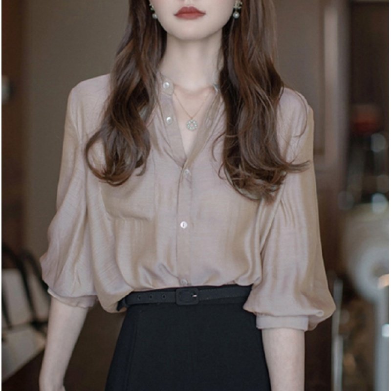 雪纺衬衫女2022春夏新款时尚设计感小众上衣法式甜美职业气质衬衣