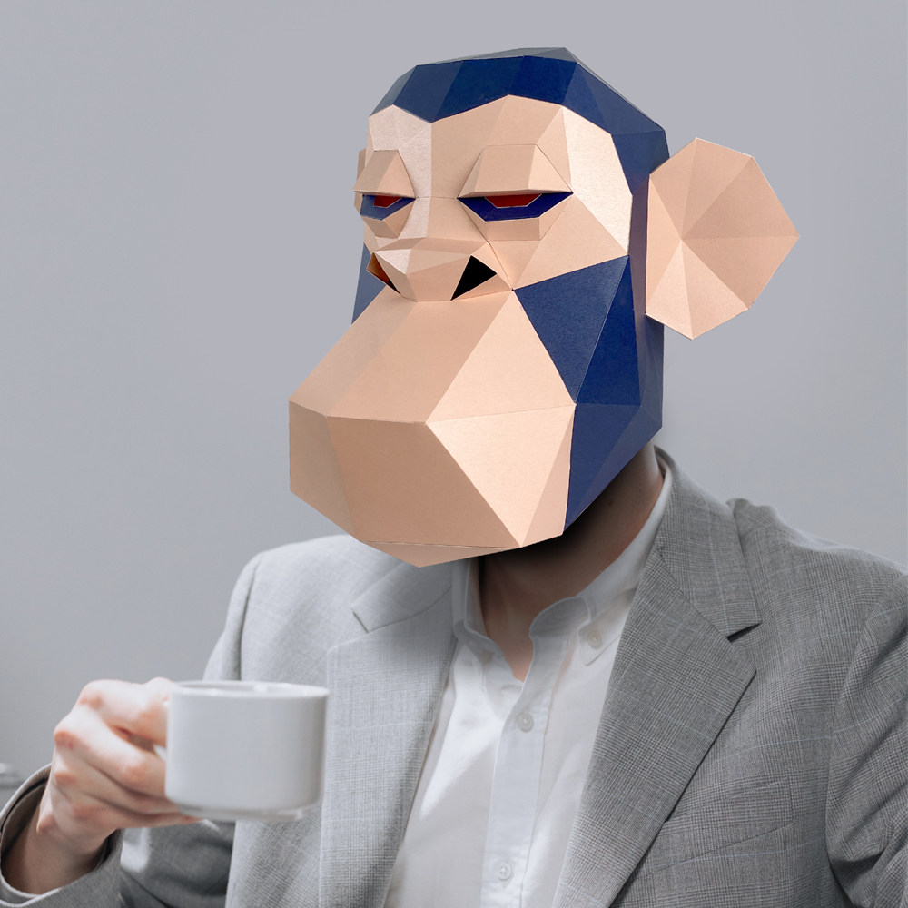 大猩猩猿人猴子动物纸模头套成人手工diy儿童面具学校演出表演cos