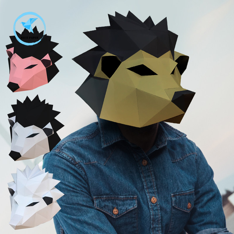 刺猬面具创意舞会派对手工diy制作材料纸模型个性头套店铺摆设潮