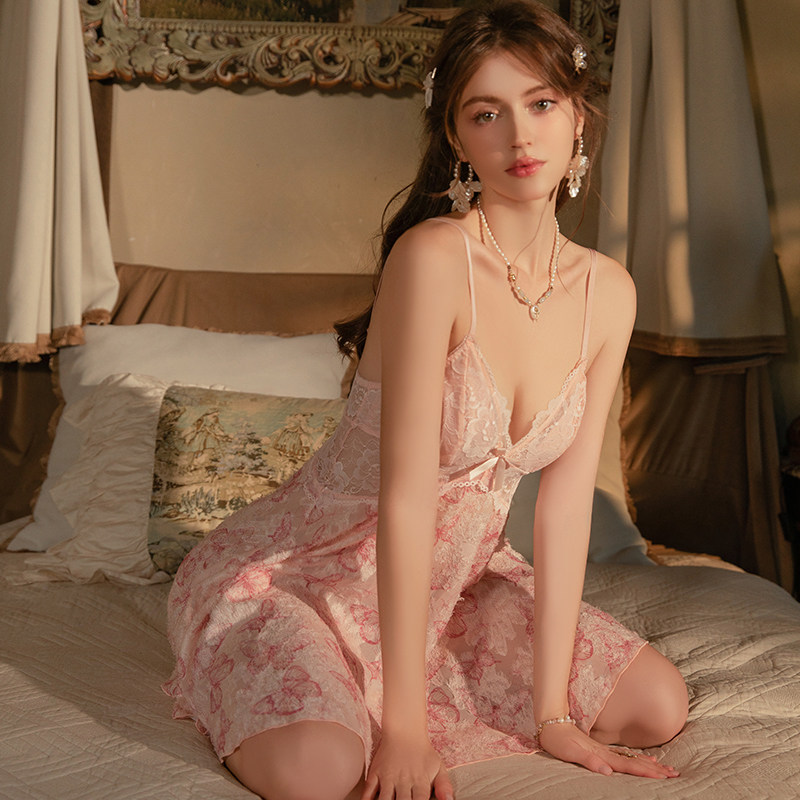 性感甜美风薄款蕾丝吊带睡裙女春睡裙
