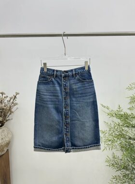 欧洲站PH23 新款2026春季单排扣直筒纯棉牛仔半裙4785