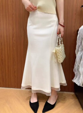 南油欧货2026春季新款轻熟优雅风高腰简约气质显瘦净色A字裙2633