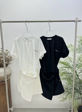 欧洲站女装PH23正品2026夏季侧字母标短袖拼接连衣裙6077