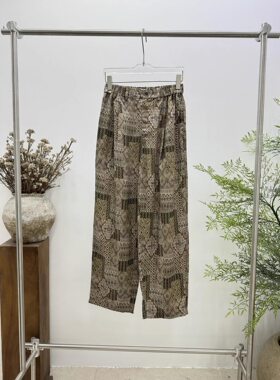 欧洲站女装PH23 新款2026夏季复古印花直筒亚麻休闲裤6190