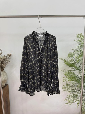 欧洲站PH23正品2025秋喇叭袖碎花系带减龄上衣衬衫4600