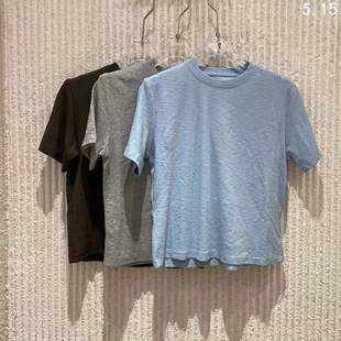 欧洲站2026夏新款简约风圆领短袖T恤女宽松净版休闲上衣266276