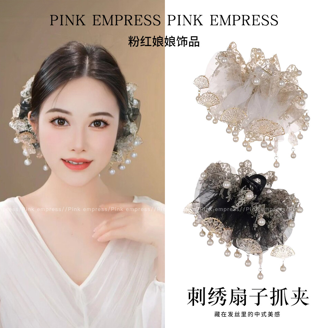 芒果扇子发夹抓夹女后脑勺头发发量多盘发鲨鱼夹发卡头饰饰品mg