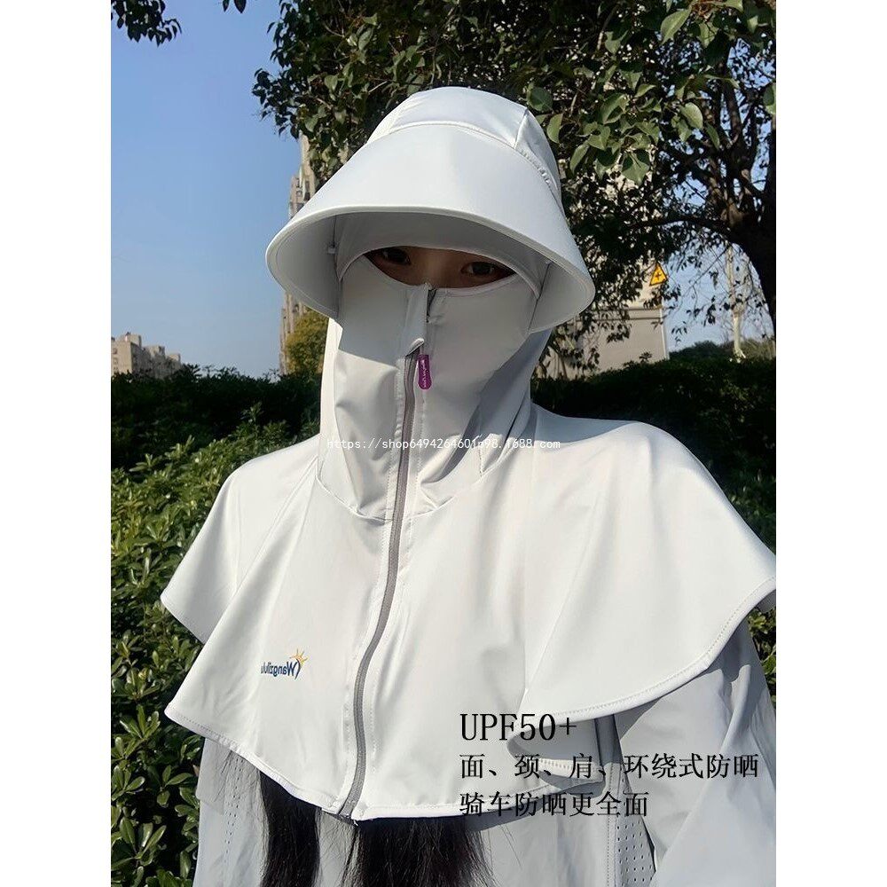 脖子防晒面罩遮脸防晒帽女成人防晒面罩护颈一体户外电动车遮阳