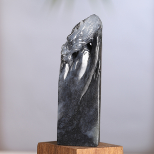 新疆和田玉籽料青花玉龙印章玉器文房摆件手把件镇尺玉佩将将