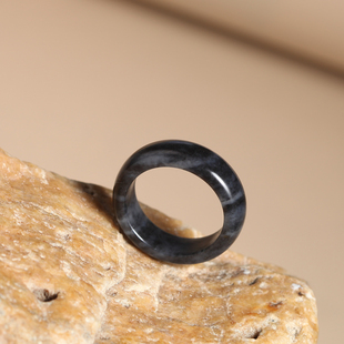 新疆天然和田玉籽料青花戒指戒圈指环玉扳指玉佩将将