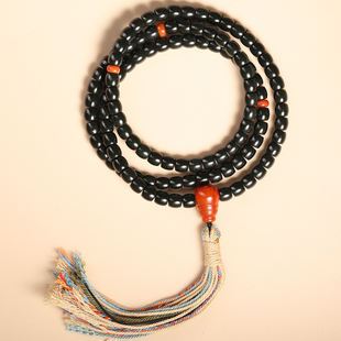 新疆和田玉塔青料黑青玉直切珠108佛珠手串项链天然玉石男女手链