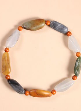 和田玉籽料原石独籽随形手链