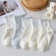 浅蓝蝴蝶结袜子女春秋奶白色中筒袜棉袜ins潮日系甜美运动学生袜