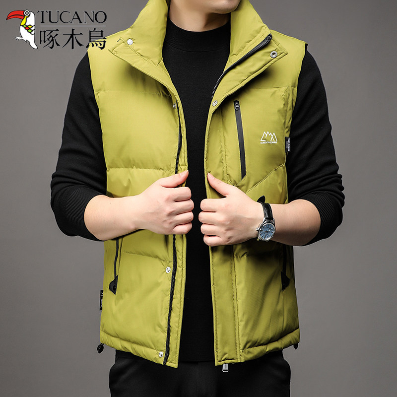 딱따구리 남자 다운 조끼 가을 겨울 남자 따뜻한 조끼 화이트 오리 다운 재킷 겨울 자켓 남자 유행