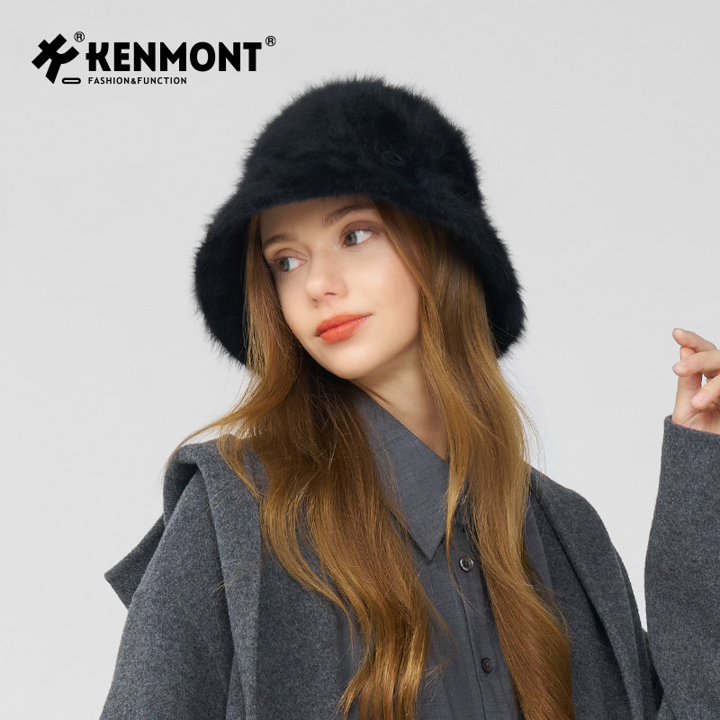 【卷毛推荐】卡蒙一体编织兔毛绒渔夫帽大头围毛茸茸护耳盆帽