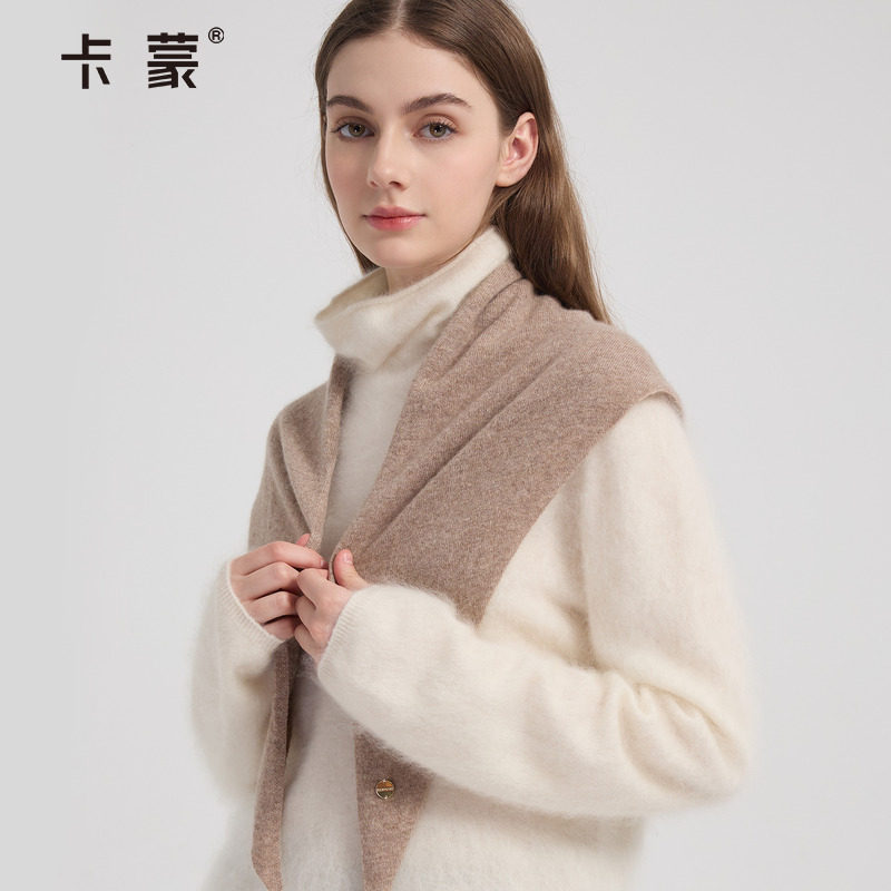 卡蒙羊绒羊毛围巾毛线手工diy披肩两用女款2025新款时尚洋气高档