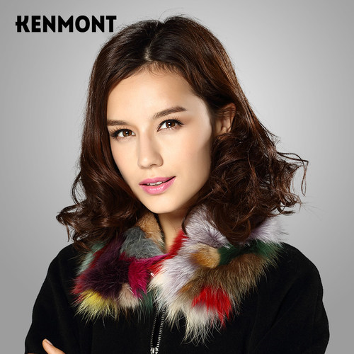 卡蒙kenmont皮草时尚狐狸毛围脖