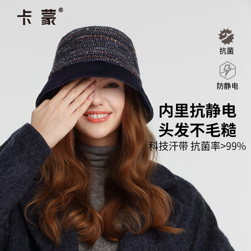 卡蒙日系绵羊毛呢百搭保暖渔夫帽女士秋冬小盆帽高级感超好看帽子