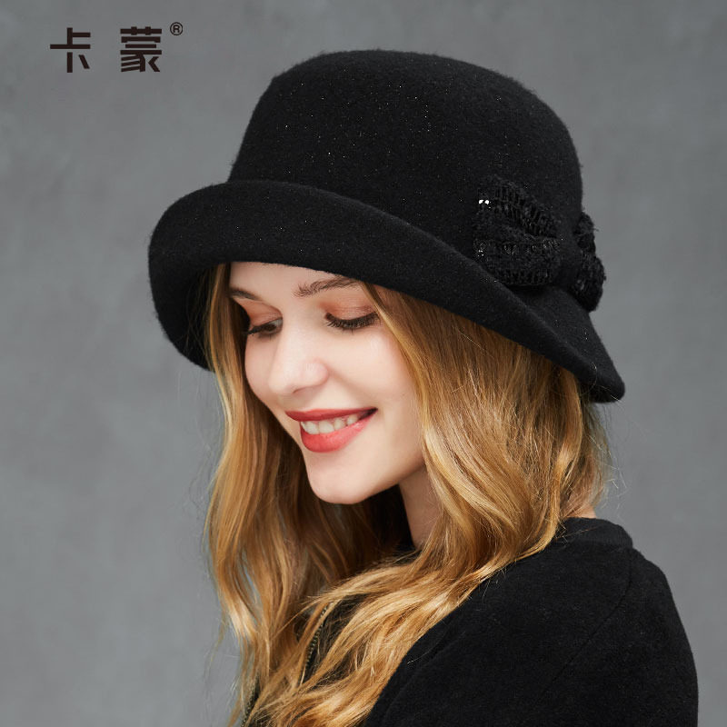 卡蒙纯羊毛亮片蝴蝶结盆帽女秋冬时尚保暖毛呢帽子潮新款渔夫帽,服饰配件/皮带/帽子/围巾,帽子,淘宝优惠券,粉丝福利购,淘宝优惠卷