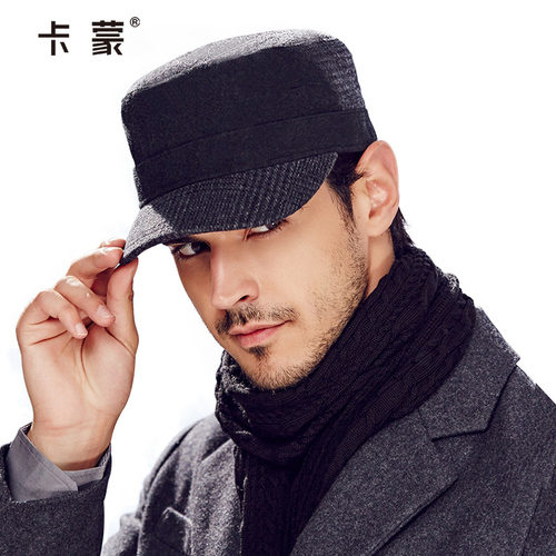 男士时尚风毛呢平顶帽