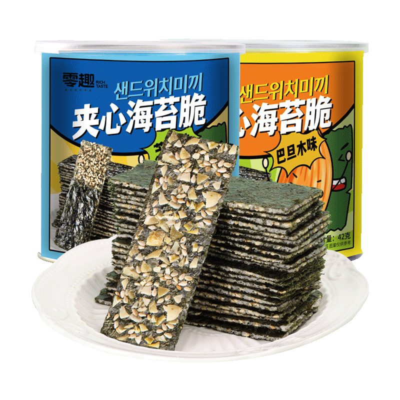 海苔夹心脆12罐芝麻味巴旦木味