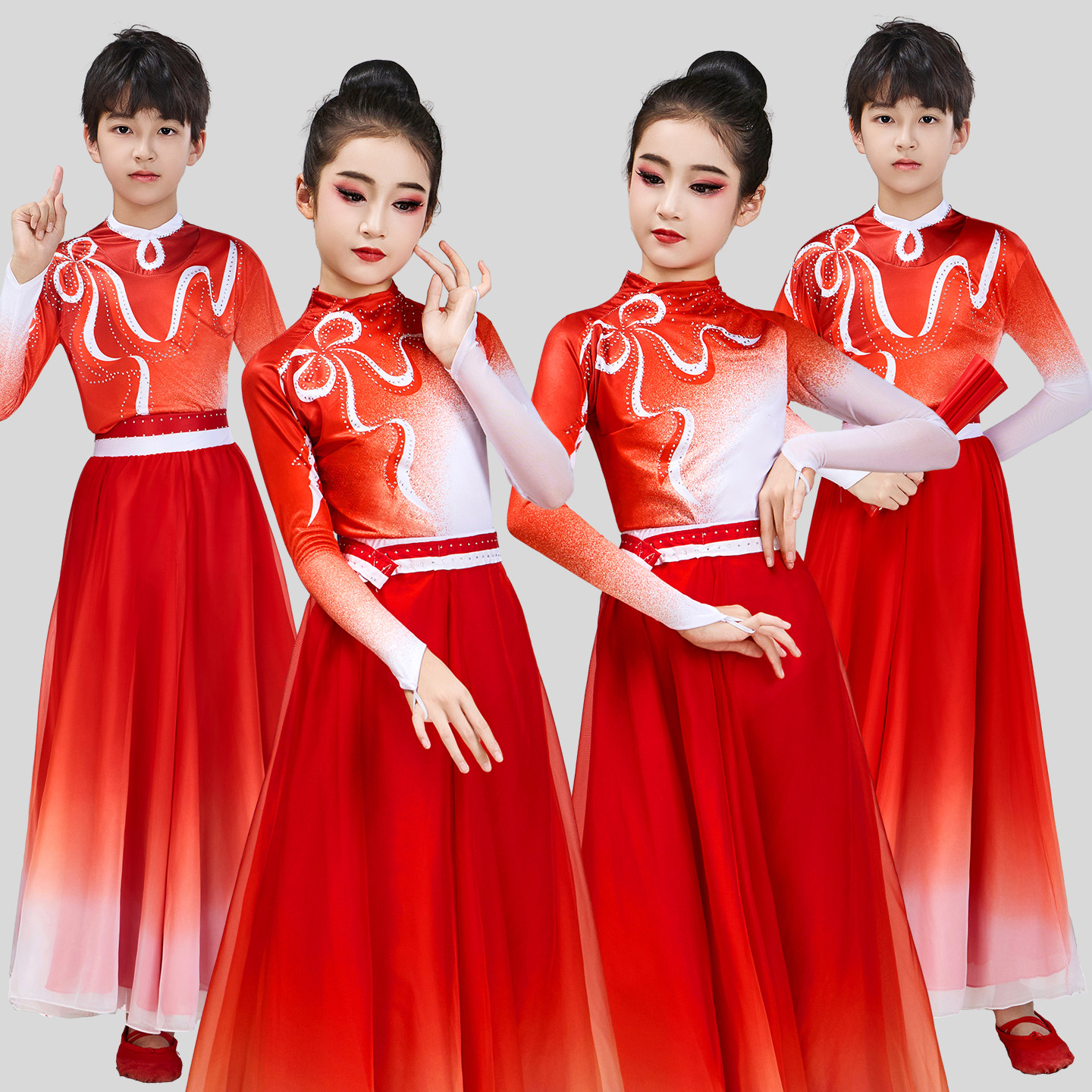 新款儿童现代舞合唱服中国风古典舞演出服灯火里的中国万疆舞蹈服