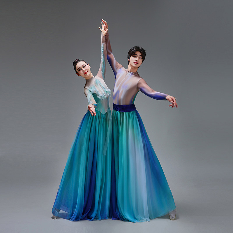 开场舞大摆裙舞蹈服现代歌伴舞连衣裙男女中国风飘逸古典舞演出服