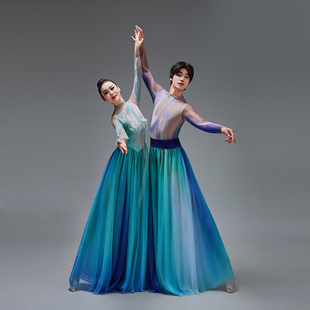 开场舞大摆裙舞蹈服现代歌伴舞连衣裙男女中国风飘逸古典舞演出服