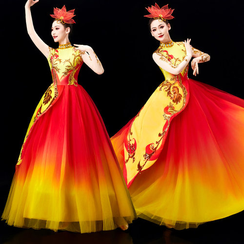 开场舞大摆裙演出服歌伴舞连衣裙